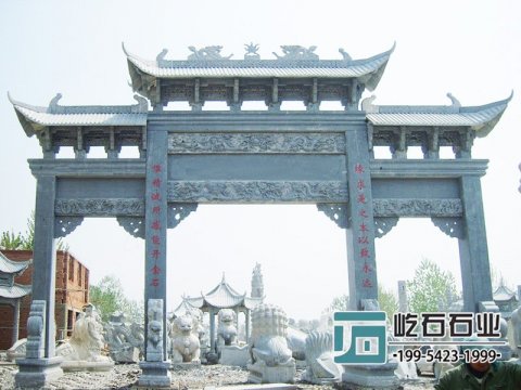寺廟石大門樣式 三門牌坊的安裝